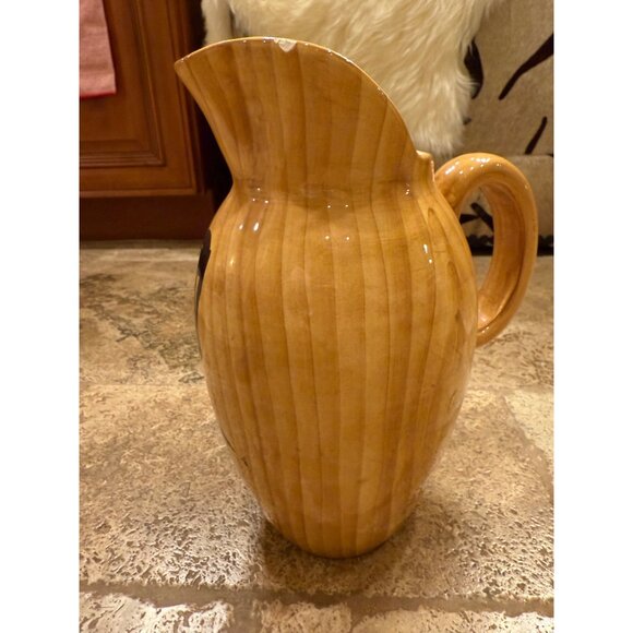 Vintage Mid-Century Grandjean-Jourdan Ceramic Pitcher With Egyptian Motif & Hand - Picture 2 of 8
